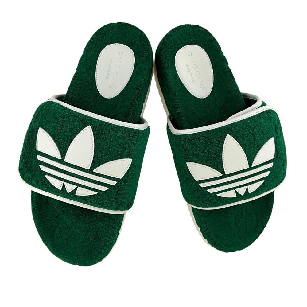 Gucci x Adidas Women's GG Platform Sandal Cotton Sponge Green Color Sz 38
